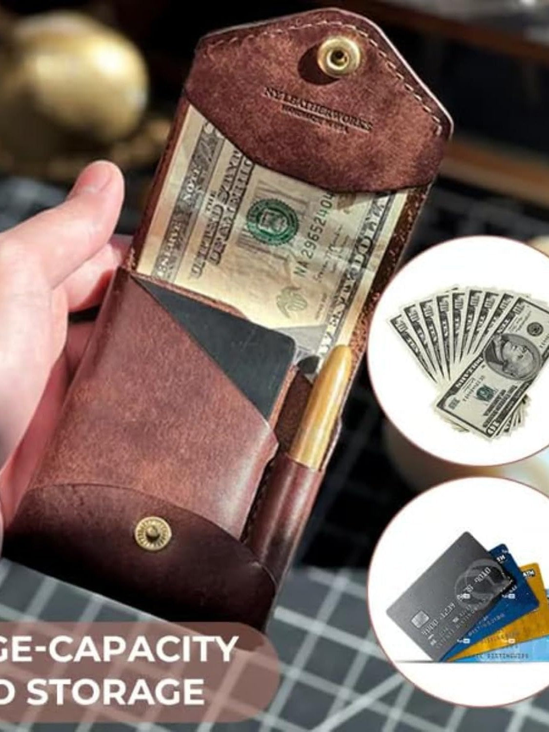 Handmade Multifunctional Compact Unisex PU Small Wallet