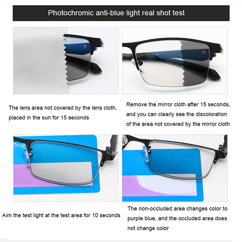 Stainess Steel Ultra - Light Multi - Focal Photochromic Reading Glasses