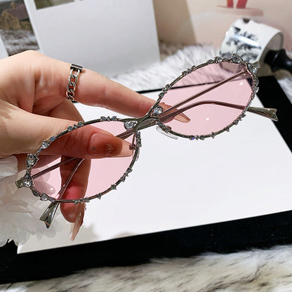 Luxury Diamond Oval Sunglasses