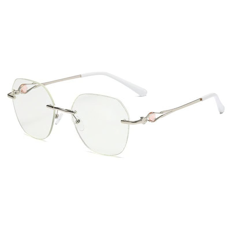 Women Diamond Rimless Anti-Blue Light presbyopia Glasses