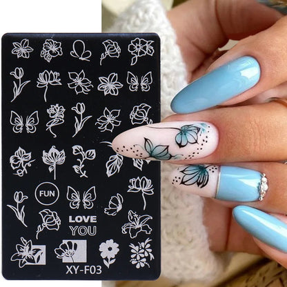 3 Styles Flower Leaves Nail Art Stamping Kit