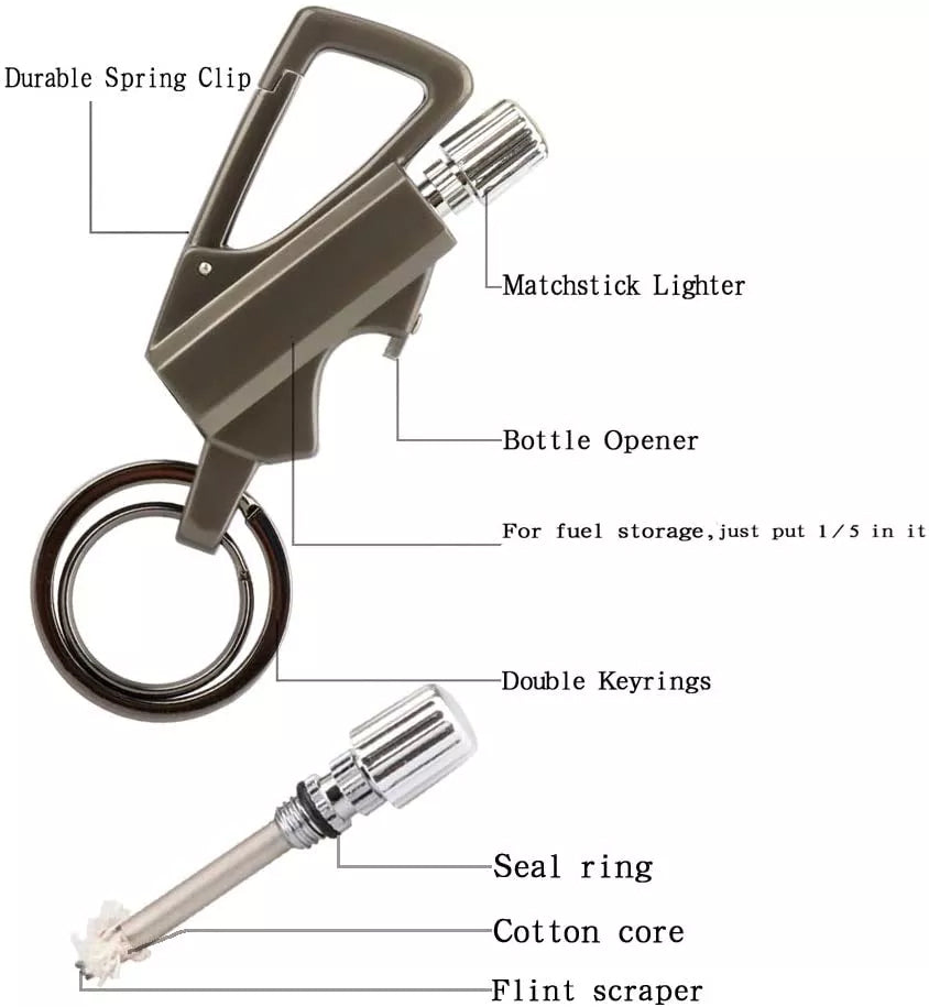 Permanent Match Fire Starter Keychain