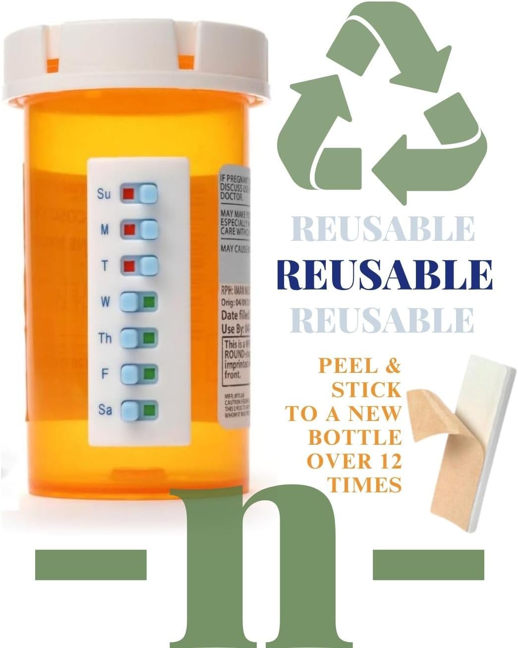 Medication Tracker and Reminder, Reusable Pill Trackers