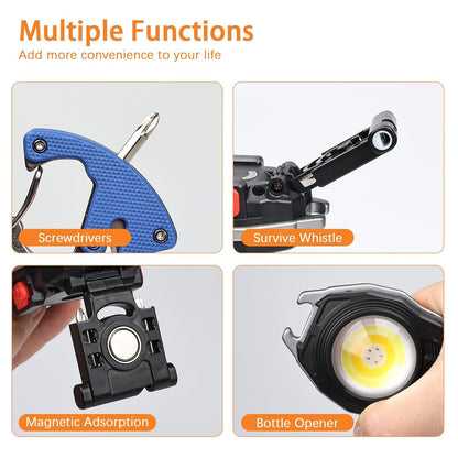 9-in-1 LED Keychain Light with Lighter, Multi Tools & USB-C Charging