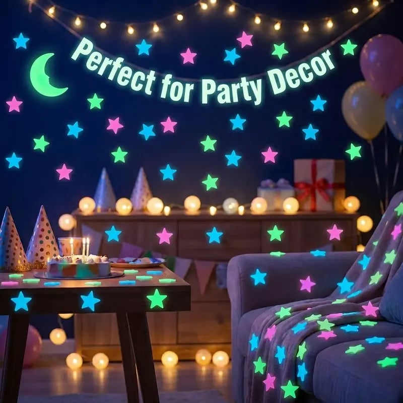 Glow Star Ceiling Stickers – Luminous Galaxy Wall Décor ✨🌙