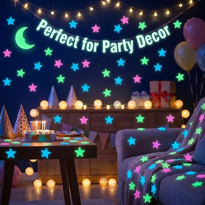 Glow Star Ceiling Stickers – Luminous Galaxy Wall Décor ✨🌙