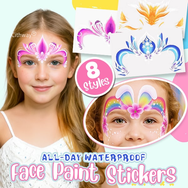Re Useable Easy-Stick Realistic Face Paint Sticker Set