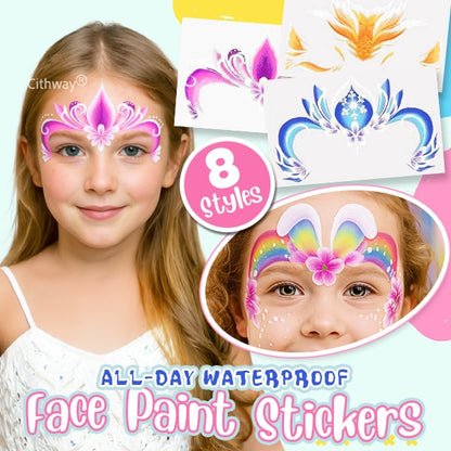 Re Useable Easy-Stick Realistic Face Paint Sticker Set