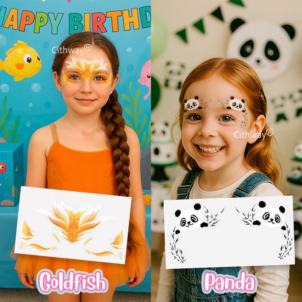 Re Useable Easy-Stick Realistic Face Paint Sticker Set