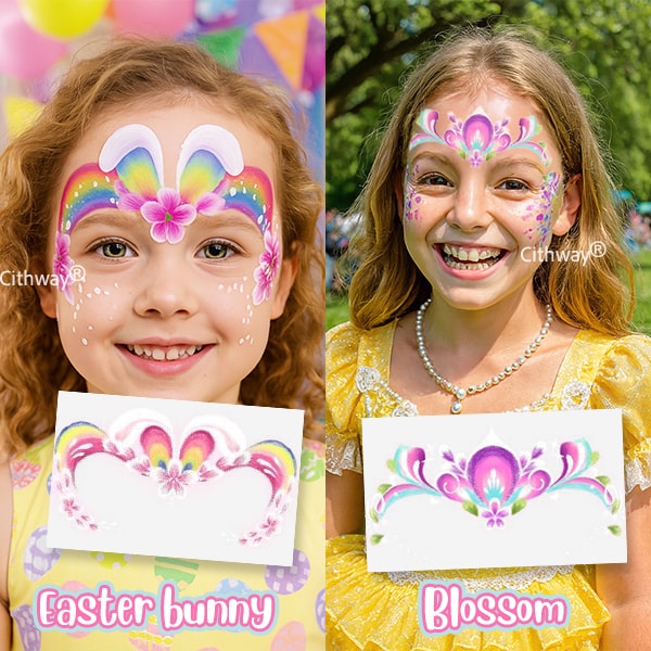 Re Useable Easy-Stick Realistic Face Paint Sticker Set
