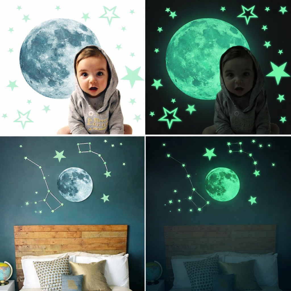 DIY Star & Moon Wall Art Stickers for Bedroom Décor