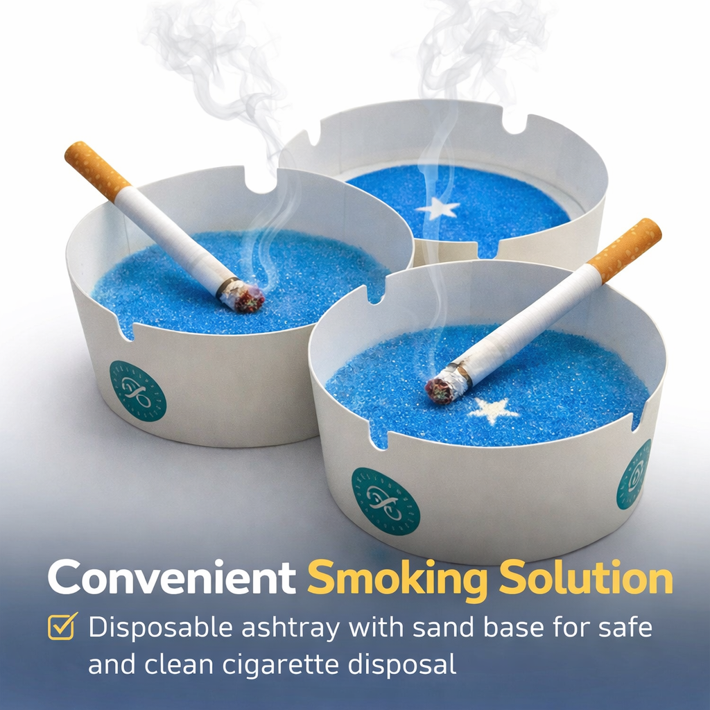 Eco-Friendly Disposable Paper Ashtray with Sand