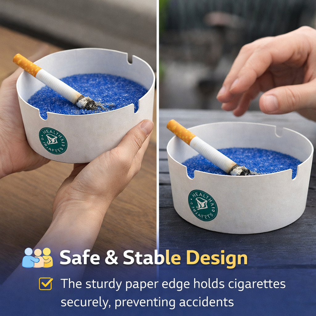 Eco-Friendly Disposable Paper Ashtray with Sand
