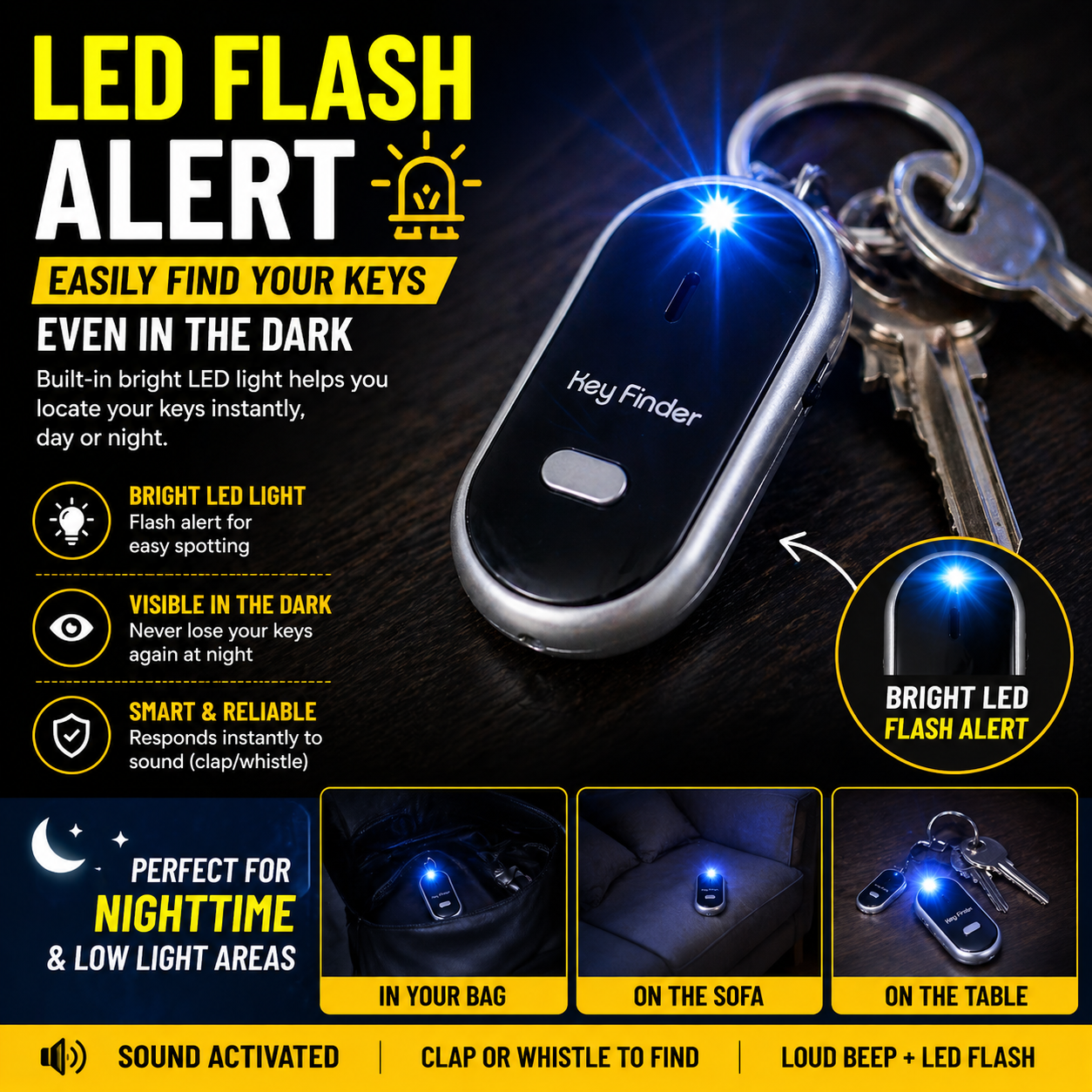 Smart Whistle Key Finder Keychain – Clap & Find Your Lost Keys Instantly