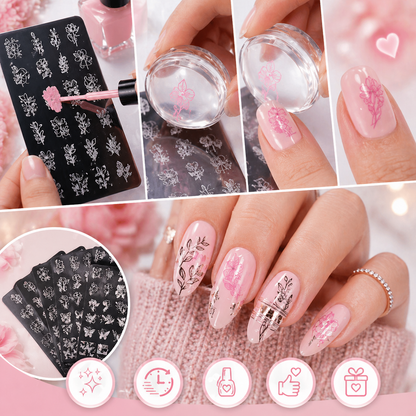 3 Styles Flower Leaves Nail Art Stamping Kit