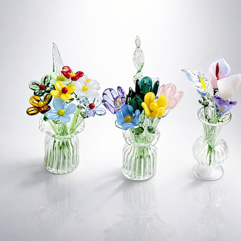 Magnetic Mini Glass Flower Bouquet Décor