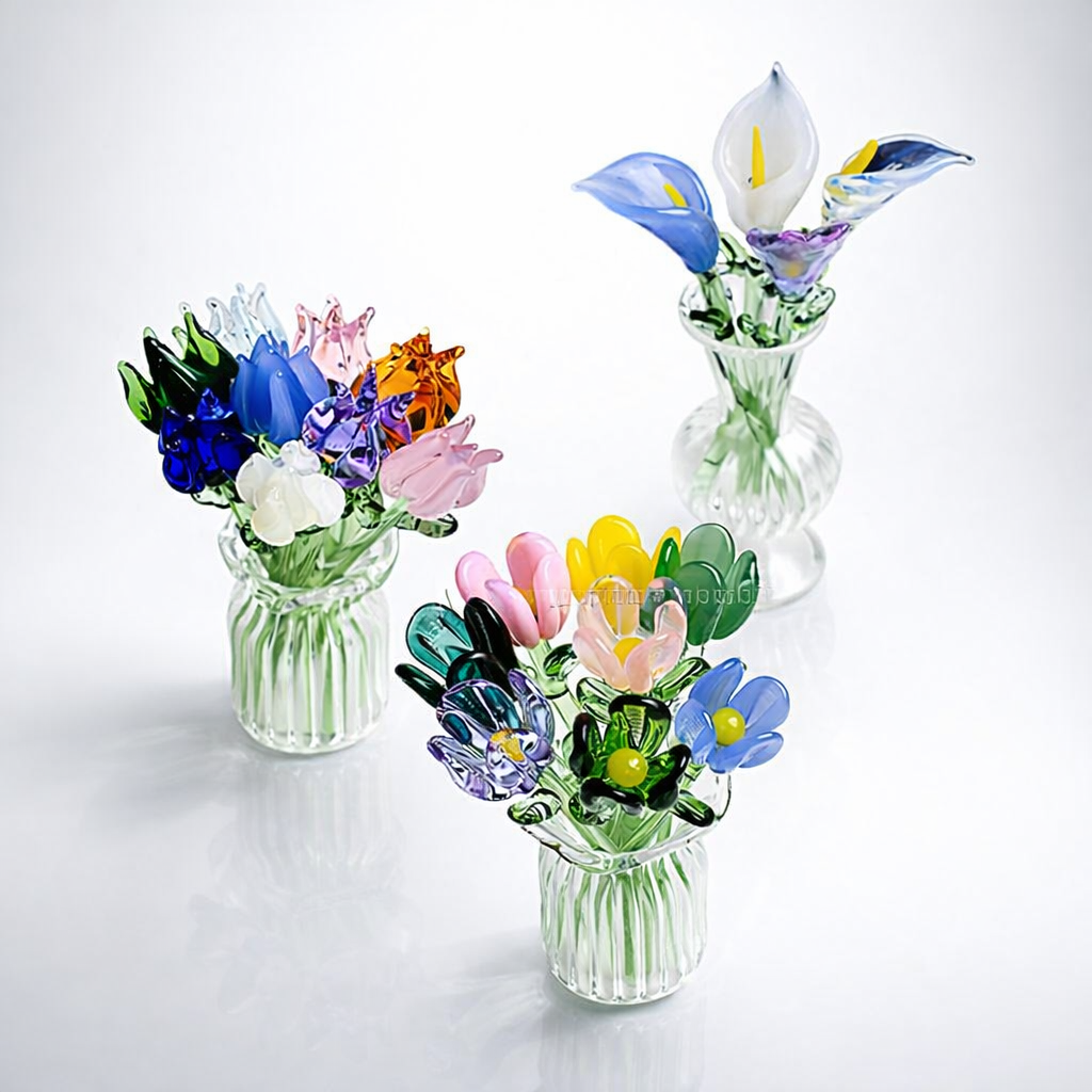 Magnetic Mini Glass Flower Bouquet Décor