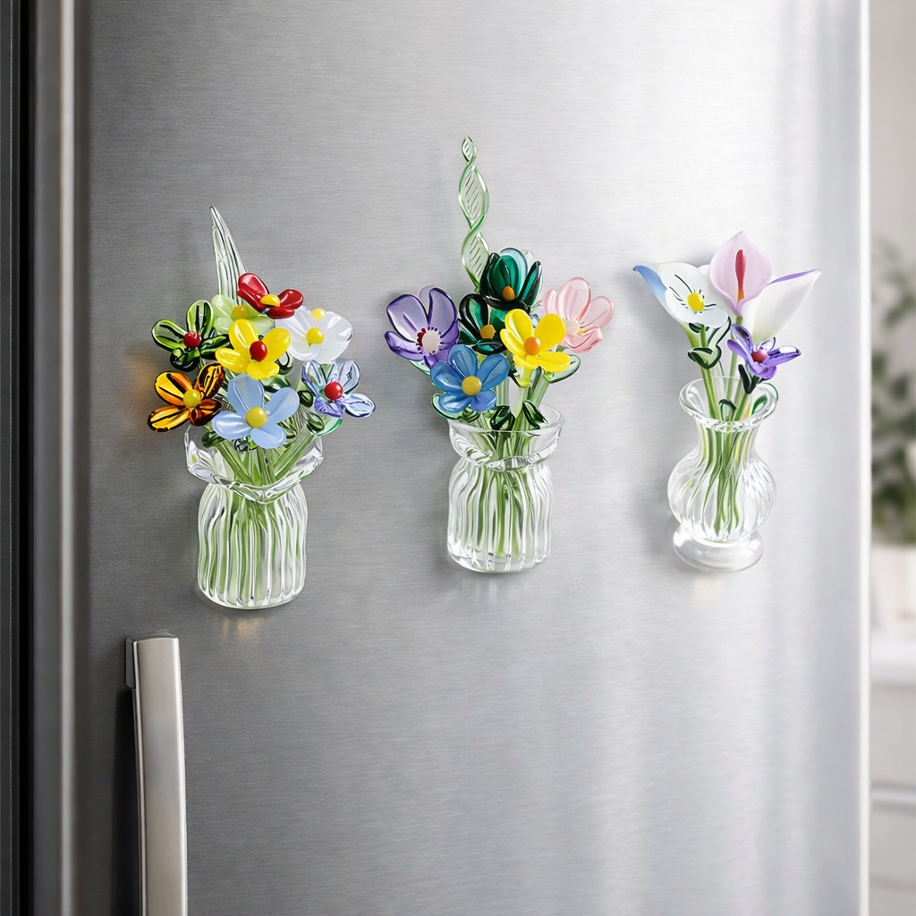Magnetic Mini Glass Flower Bouquet Décor