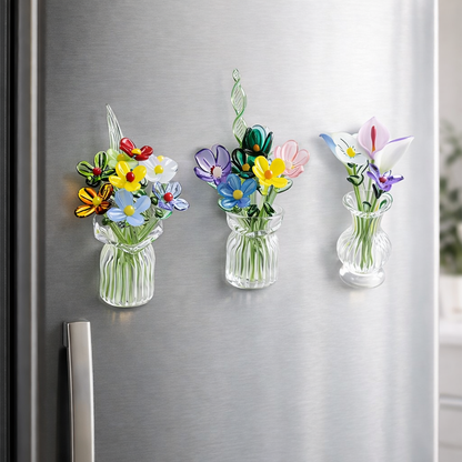 Magnetic Mini Glass Flower Bouquet Décor