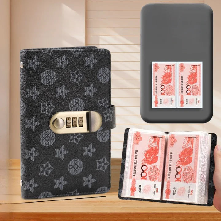 PU Leather Currency Book Budget Binder with Lock