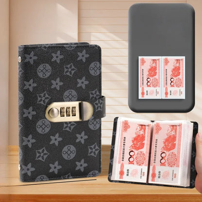 PU Leather Currency Book Budget Binder with Lock