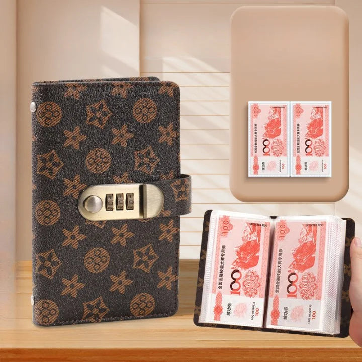 PU Leather Currency Book Budget Binder with Lock
