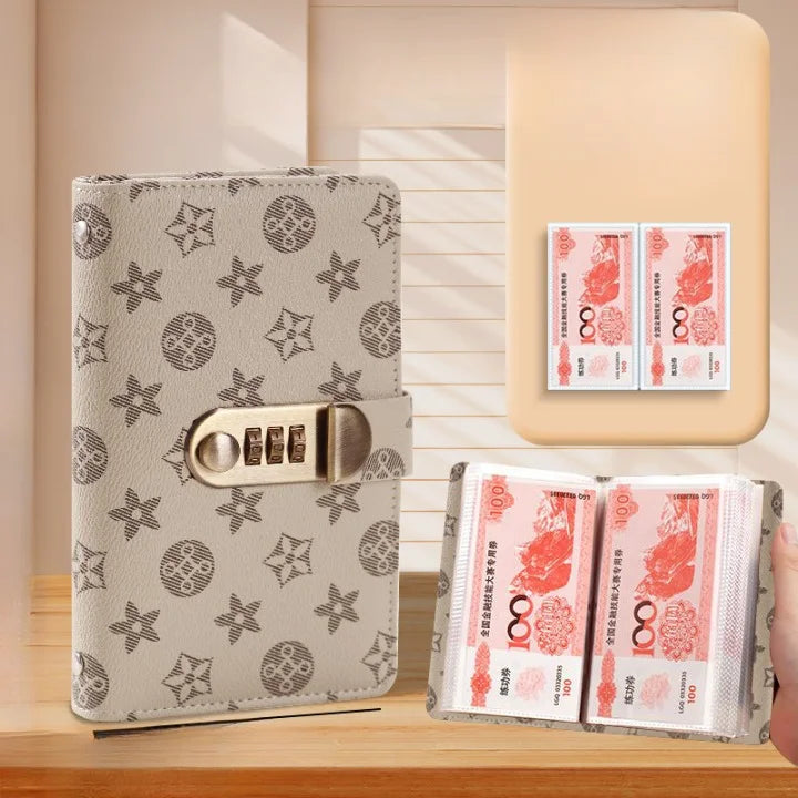 PU Leather Currency Book Budget Binder with Lock