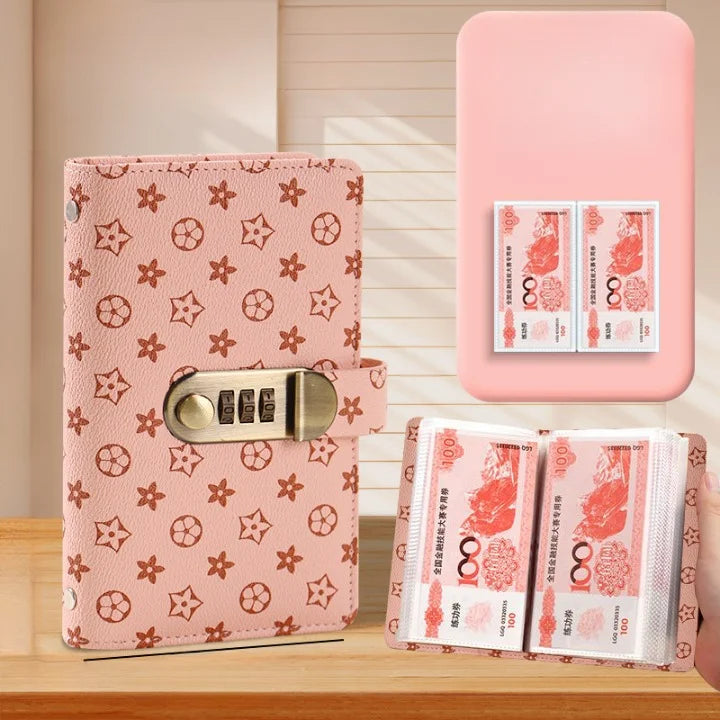 PU Leather Currency Book Budget Binder with Lock