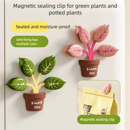 Magnetic Plant Clip Set – 5-in-1 Bag Sealer Fridge Decor