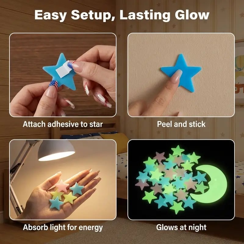 Glow Star Ceiling Stickers – Luminous Galaxy Wall Décor ✨🌙