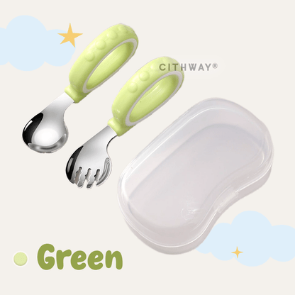 Kids Self-Feeding Training Spoon & Fork Set
