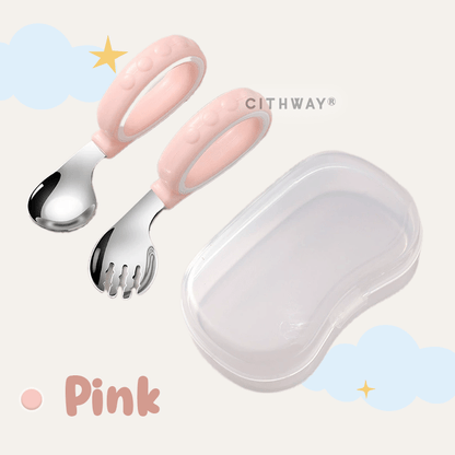 Kids Self-Feeding Training Spoon & Fork Set