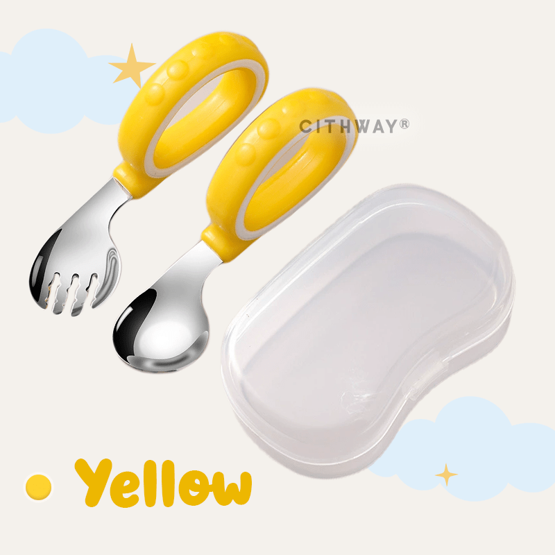 Kids Self-Feeding Training Spoon & Fork Set