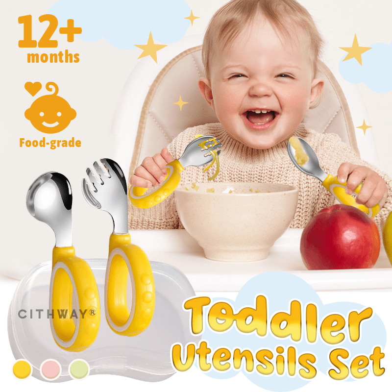 Kids Self-Feeding Training Spoon & Fork Set