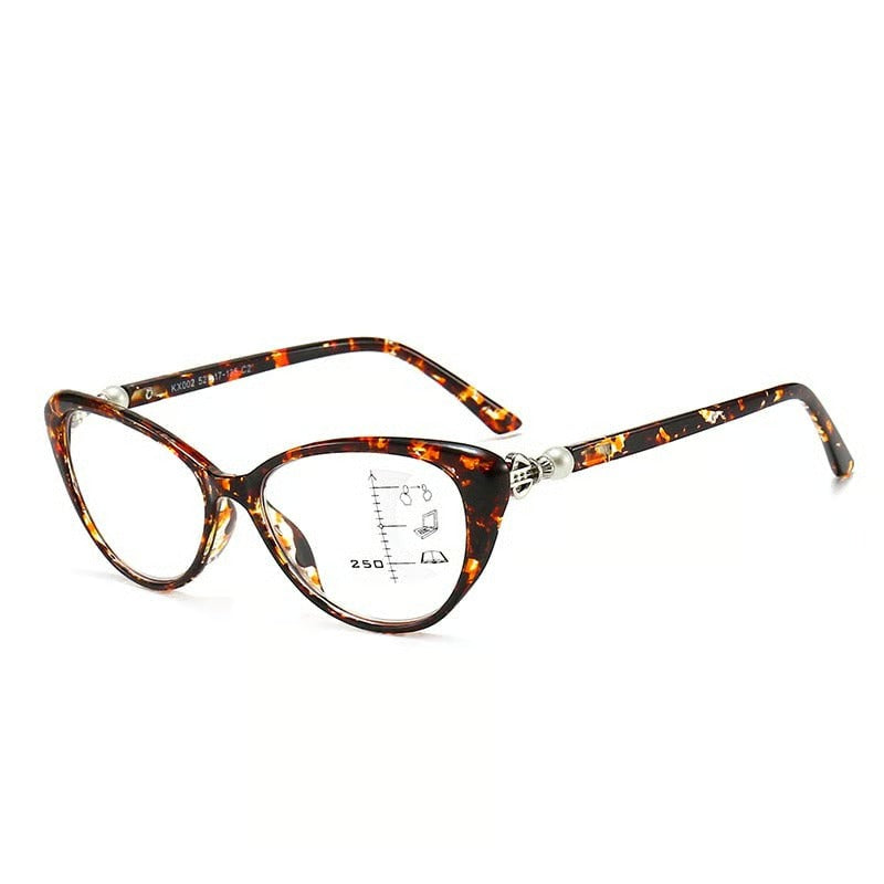 Cat Eye WIith Pearl Hinge Progressive Multifocal Reading Glasses