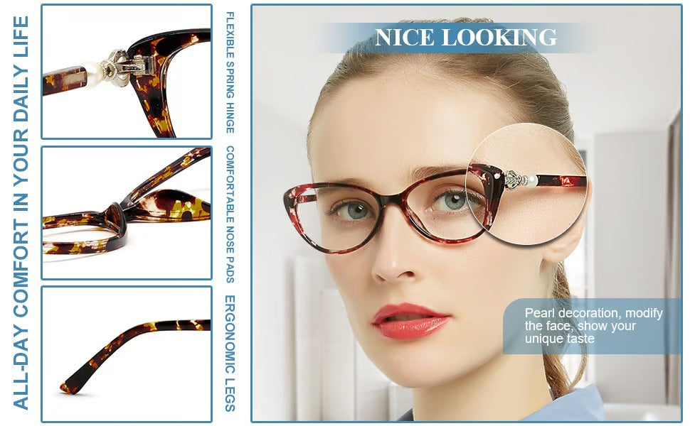 Cat Eye WIith Pearl Hinge Progressive Multifocal Reading Glasses