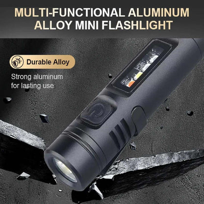 Multifunctional Mini Flashlight Keychain Made of Aluminum Alloy ( Lighter + 8 Light modes )