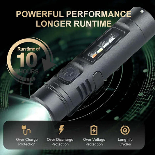 Multifunctional Mini Flashlight Keychain Made of Aluminum Alloy ( Lighter + 8 Light modes )