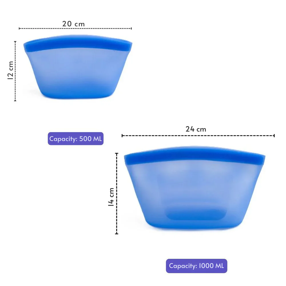 Reusable Silicone Food Storage Bags with Leak proof Airtight Seal