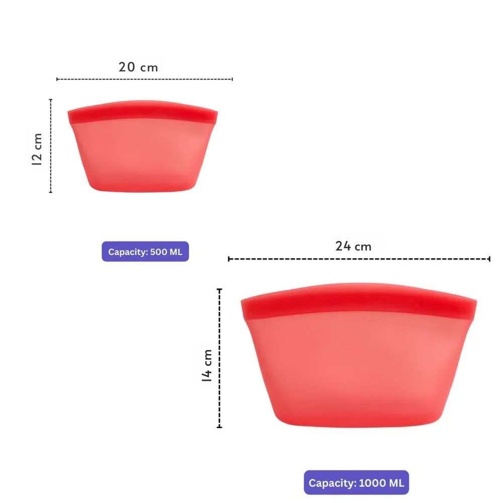 Reusable Silicone Food Storage Bags with Leak proof Airtight Seal