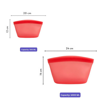 Reusable Silicone Food Storage Bags with Leak proof Airtight Seal