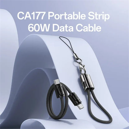 USB C to USB C Data Cable PD 60W Fast Charging Wire with Lanyard