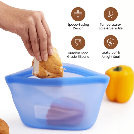 Reusable Silicone Food Storage Bags with Leak proof Airtight Seal