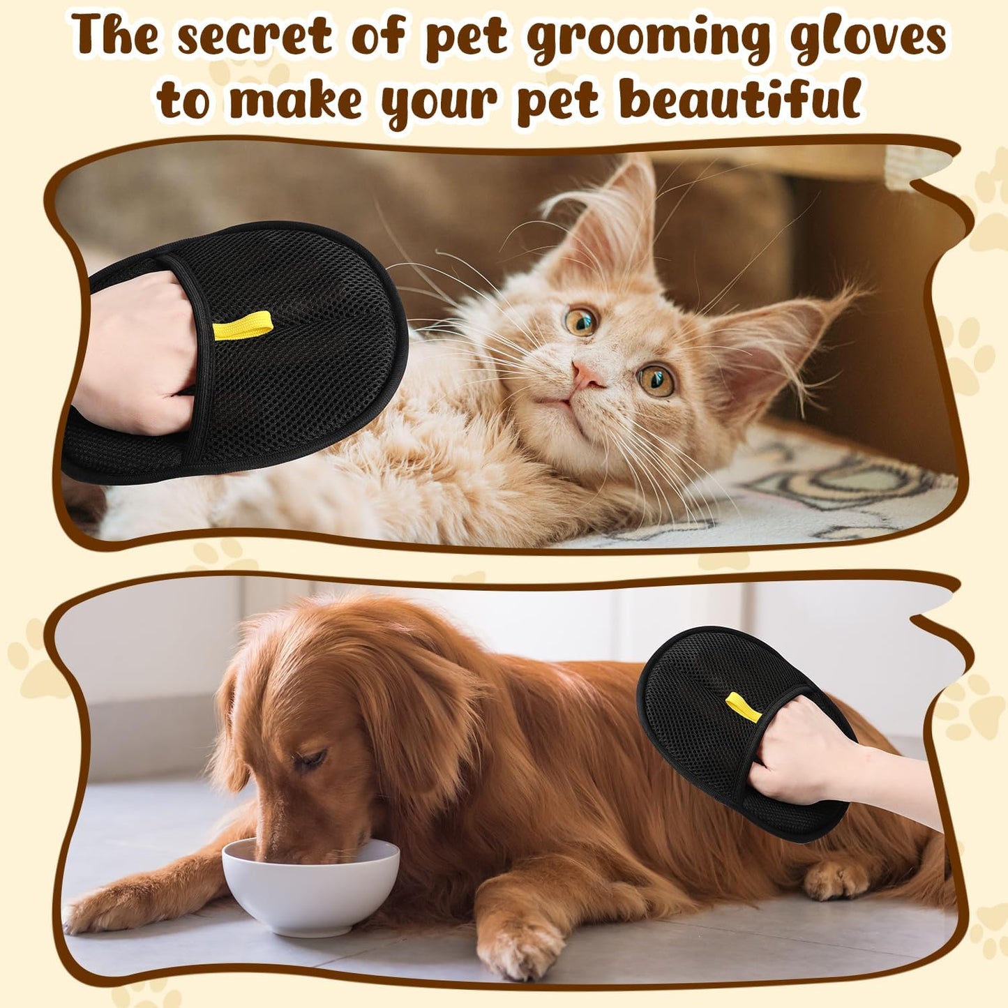 Gentle Double-Sided Grooming Gloves