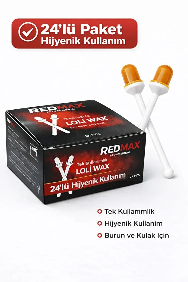 Redmax Loli Wax Disposable Waxing Sticks for Nose and Ears, 24-Pack