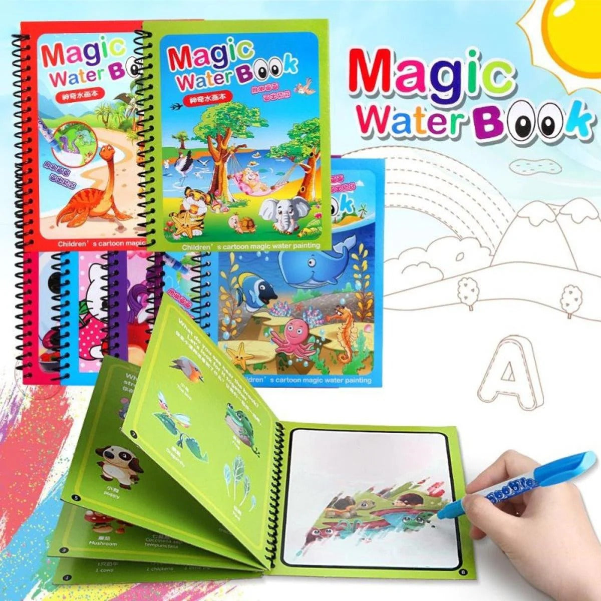 Magic Water Book Water Drawing Book – Reusable Doodle Book