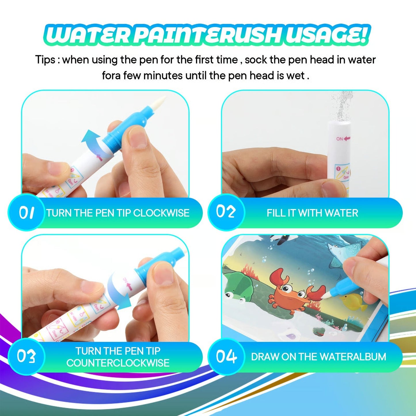 Magic Water Book Water Drawing Book – Reusable Doodle Book