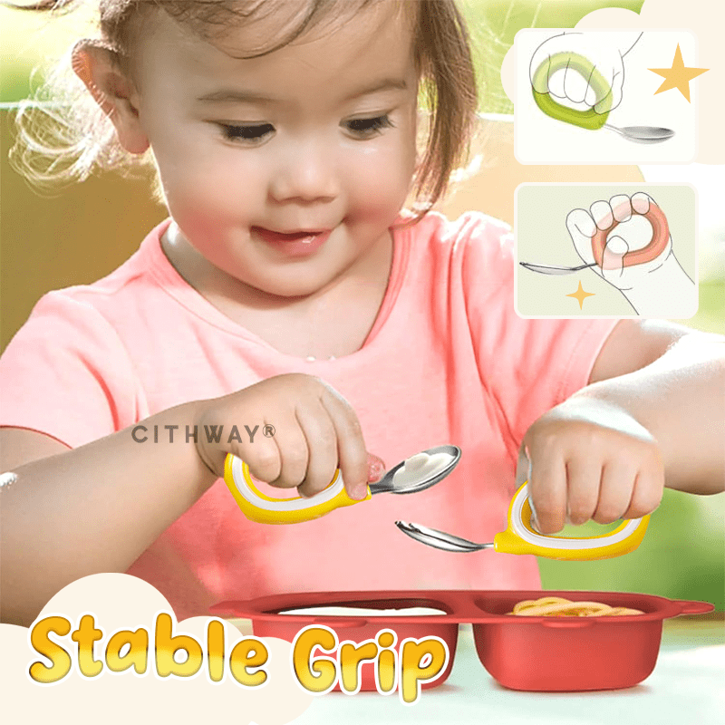 Kids Self-Feeding Training Spoon & Fork Set